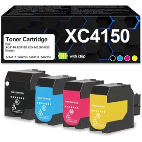 XC4140 XC4150 Toner Cartridges with Chip Compatible with XC4140 XC4150 XC4143 XC4153 Printer (24B6717 24B6718 24B6719 24B6720,4 Packs,Black Cyan Magenta Yellow)