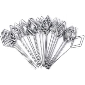 Honbay 30pcs DIY Rhombus Shape Ring Loop Craft Wire Clip Table Card Note Photo Memo Holder Metal Clamp Clay Cake Decoration Accessories (Silver)