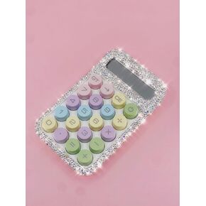 TISHAA Rhinestone Sparkle Bling Rhinestone Cute Calculator – Glamorous Crystal Design with Pastel Keypad