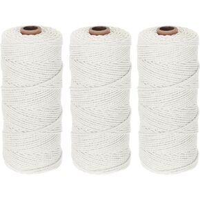 DMiotech 3 Pack 2mm x 170M (186 Yard) Peach Pink Natural Cotton Macrame Rope, Wall Hanging Handmade 2 Strands Twisted Macrame Cotton Cord for Plant Hangers, Gift Wrapping Wedding