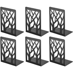WENDIN 3 Pairs Tree Branches Book Ends Metal Nonskid Bookends Heavy Duty Bookshelves Organizer Office Book Ends for Shelves, Bookend, Book Ends for Heavy Books (Black-A)
