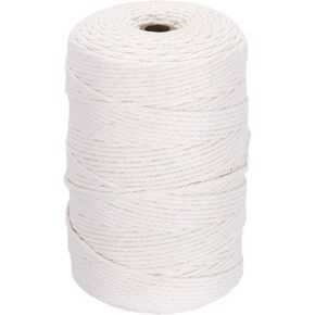 DMiotech 3mm x 300M (328 Yard) Watermelon Red Natural Cotton Macrame Rope, Wall Hanging Handmade Single Strands Twisted Macrame Cotton Cord for Plant Hangers, Gift Wrapping Wedding