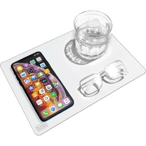 BLACK+DECKER Water-Resistant Nightstand Mat, 7.5" x 11" – Protects Nightstands from Liquids & Dirt, Travel-Ready, Stylish PU Leather Protector, Night Stand Covers, End Side Table Pad, Coffee Table Top