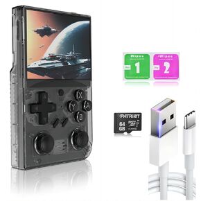 Ugonetend Retro Handheld Gaming Console Linux with 64G Card, 3.5-inch IPS Screen, 15000+ Games, Portable retro Game Console Supports 13+ Emulators (black)