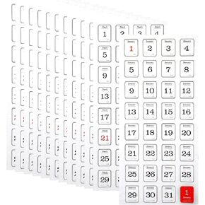 12 Monthly Calendar Number Stickers Planner Date Sticker Sheets Translucent Daily Planner Number Stickers Decorative Planner Sticker Accessories for Customizing Undated Planners, Calendar, Notebooks