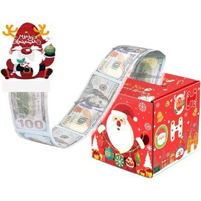 QINGRUI Christmas Money Box for Cash Gift Pull,Surprise Money Holder Cash Gift for Kids Adults,DIY Fun Holiday Cash Box,Plastic Bags with Adhesive,Include 50Pcs Transparent Bags
