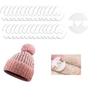 Removable Pom Poms Buttons for Hats, 50PCS Pom Pom Holder Knitted Hat Making Fastener Tools, Pompom Holders Hat Button for Knit Beanies and Toques Decorations