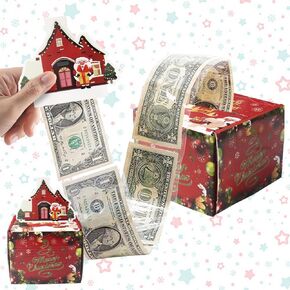Christmas Money Box for Cash Gift Pull, Red Christmas Tree Santa Money Pulling Money Holder for Birthday Christmas Party Surprise Supplies,Christmas Pull Out Cash Money Box for Cash Gift DIY