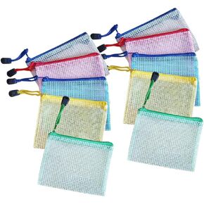 10 Pcs B8 Size Plastic Mesh Zipper Bags Zip File Folder Waterproof Document Wallets Folder File Storage Pouches Office Stationery Supplies Folders for School
