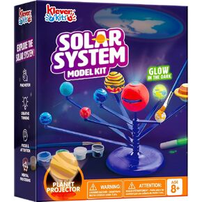 Klever Kits Solar System Model Kit- Glow in The Dark Painting Toy with Planetarium Projector, Stem Learning Toys for Kids Aged 8+ Space Planets Model