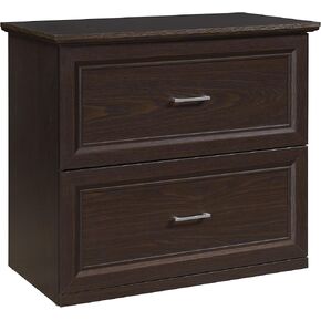 OSP Home Furnishings Jefferson 2-Drawer File Cabinet with Euro-Style Drawer Glides and Lockdowel Fastening System, Lateral, Espresso