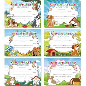 24Pack Dog Adoption Certificates Adopt Puppy Certificate 8.5x11-Inch Puppy Party Adoption Cards Animal Themed Certificates for Animals Pet Adoption Centers Shelters