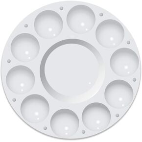 Round Artists Mixing Palette White Plastic (Pack of 1)