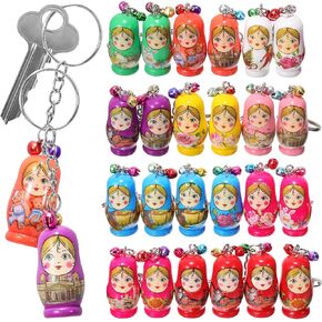 Unomor 24 Pcs Matryoshka Keychain Pendant Key Holders Matryoshka Key Holders Nesting Dolls Keychain Funny Keychain Decor Of The Lid Russian Nesting Dolls Key Rings Wooden Child Charm Car