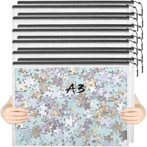 24pcs Mesh Zipper Pouch Puzzle Storage Bags A3 17x12 Inches Large File Bags Black Reusable Zipper Pouches for Organizing, Classroom Board Game Organization