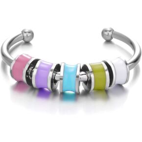 Fidget Rings For Anxiety For Women Enamel Fidget Spinner Anxiety Rings with Colorful Beads Anxiety Relief to My Daughter Fidget Ring Your Anxiety is Lying to You Adjustable Open Rings for Girls