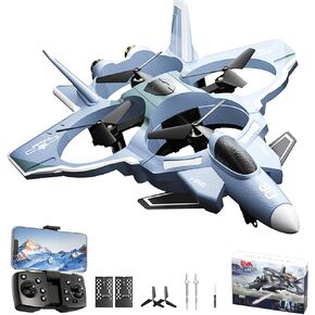 Remote Control Airplane,RC Fighter Jet, 2.4GHz 4CH RC Plane with 8K Camera, Foam RC Aircraft Glider 3D Flip, Altitude Hold, Gesture Photography Drone for Adults Kids Beginners Dark Grey