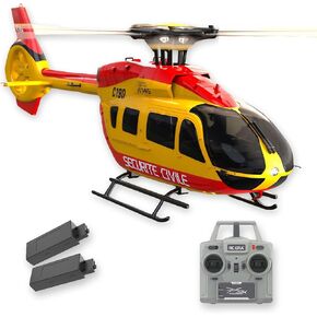 H145 C190 Remote Control Helicopter Aircraft for Adults Beginners 2-Battery 6CH RC Heli Single Rotor No Ailerons Maintain Altitude Hover/Optical Flow Positioning RTF 335MM (Yellow)