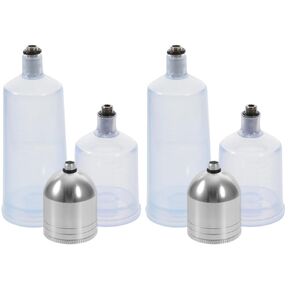 Magiclulu 6pcs واضحة البخاخة البخاخة البخاخة قابلة لإعادة ملء زجاجة البخاخة الفارغة جزء زجاجة الزجاجة كوب البخاخة المعدنية للبخار 3 أحجام