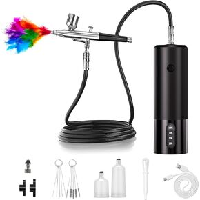 Airbrush Kit with Compressor, 32 PSI High Pressure Cordless Airbrush Gun, Portable Handheld Dual Action Airbrush Compressor Set, Ideal for Painting, Model, Makeup, Nail, Art Painting