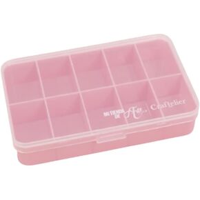 Craftelier - Mini Organizing Box with 10 Compartments for Scrapbooking and Craft Materials | Dimensions 14.6 x 9.1 x 3.2 cm (5.75“ x 3.6" x 1.25") - Transparent and Pink Color