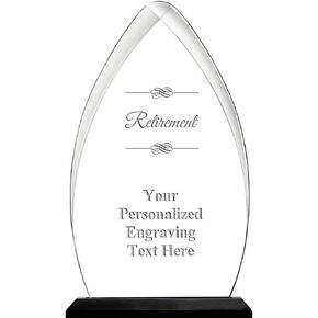 Retirement Acrylic Award, 6.75" H Personalized Retirement Award with Custom Engraving Prime
