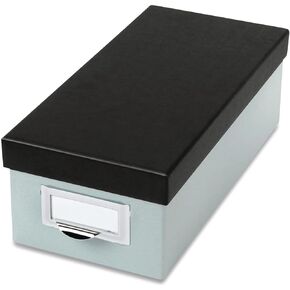 Oxford Index Card Storage Box, Holds 1,000 3 X 5 Cards, 5.5 X 11.5 X 3.88, Pressboard, Blue Fog/Black