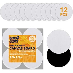 12 Pack Magnetic Canvas Boards for Painting, Artist Blank Canvas Boards for Painting- Oil & Acrylic Painting Canvas Panels(Round)