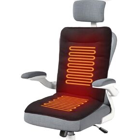 Heated Seat Cushion Extra Thick, Heating Seat Cover for Office Chair, 7 Temp Levels, Fast Full Body Warm-up for Back, Shoulder, Lumbar, Hip Pain Relief, Plush Material, Padded Chair Warmer