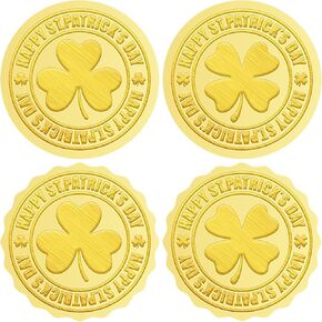 360PCS Golden Embossed St. Patrick's Day Stickers for Envelopes, Gold Foil Shamrock Clover Stickers for St. Patrick's Day Envelopes Seals Gift Card Present Party Supplies, 1.5 Inch