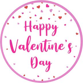 jijAcraft 60 PCS Valentines Stickers Happy Valentines Day Stickers Labels, 2 Inch Pink Heart Stickers, Waterproof Valentine's Day Stickers for Gift Wrapping, Present Labels, Envelopes Decorations