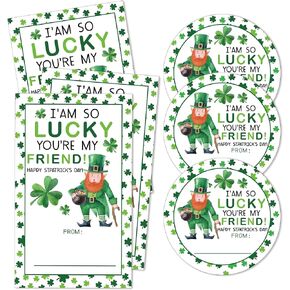 St. Patrick's Day Stickers Good Luck Stickers Shamrock Party Decorations Round Rectangular Sticker for Envelope Seal Label Card Decor Stickers for St Patricks Day Gift Wrapping-B02