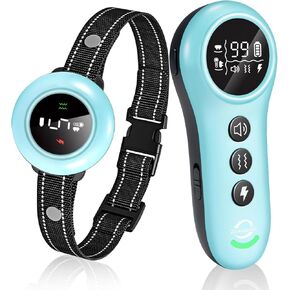 Zivvozivva 2-in-1 Dog Bark Collar & Dog Shock Collar with Remote Control 3300FT, Anti Barking Dog Training Collar IP67 Waterproof 5 Level Sensitivity, E Collar for All Breeds - Blue