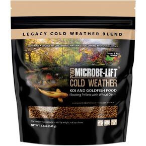 MICROBE-LIFT MLLWGSM Cold Weather Floating Fish Food Pellets with Wheat Germ for Ponds, Water Gardens, and Fountains, for Live Goldfish and Koi, 12 Ounces