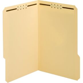 Globe-Weis/Pendaflex Fastener Folders, 18 Point, 2 Fasteners, Legal Size, 1/3 Cut Tabs, Manila, 50 Folders per Pack (19537-18PT)