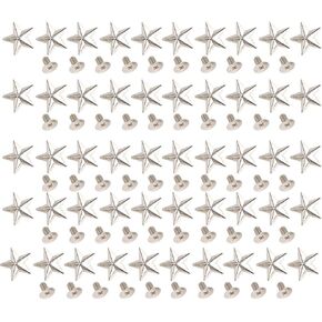 50 Set 14mm Silver Star Shape Rivets, Metal Star Studs and Spikes for Leather Craft DIY, Garment Rivets Studs for Shoes, Bags, Clothing, Decoration, Belts, Dog Collar, 0.6in (Silver)