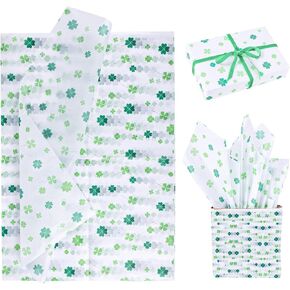 30 Sheets St. Patrick's Day Tissue Papers, 20x14 Inch Paper Four Leaf Clover Tissue Paper DIY Irish Wrapping Paper St Patrick's Day Wrapping Paper St Patricks Day Craft Supplies
