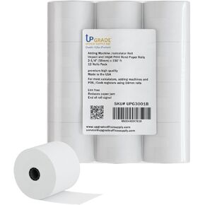 Upgrade Office Supply UPG3001B Adding Machine Rolls 2-1/4 x 150 ft Bond Paper 12 Pack USA