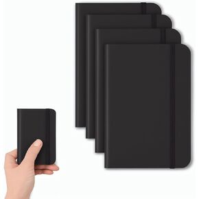 4 Pack Pocket Notebook Small Notebook, 3" x 4.4" Journal Notebook Hardcover with Thick Lined Paper, 200 Pages Leather Cover Mini Journal Notepad (Gray)