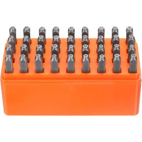 HARFINGTON 36pcs Metal Stamping Kit 1/16" (1.5mm) Steel Uppercase Letter and Number Punch Set (A-Z / 0-8 / "&" Symbol) Punch Press Tool with Case for Imprinting Metal Plastic Wood Leather