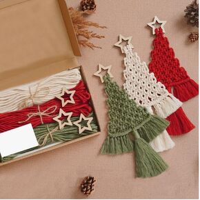 MDGFGE 3 Pack Christmas Tree DIY MACRAME KIT ، عيد الميلاد Macrame المنسوجة بوهو شجرة عيد الميلاد الزخرفية الزخارف معلقة مجموعات DIY للمبتدئين