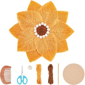 FREEBLOSS Macrame Sunflower Wall Hanging DIY Macrame Kit for Beginners Macrame Hanging Ornament for Adults Macrame Set for Room Decoration Gift