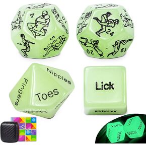Date Night Dice for Couples, Decision Dice Game, Valentine's Day Gifts for Boyfriend Girlfriend, Luminous Dice, Glow in The Dark, 4 Dice