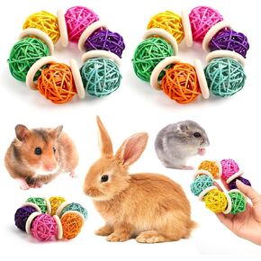 2 Pcs Rabbit chew Toys for Guinea Pig Toys,Natural Chew Toys Small Animal Chew Ball Toy and Improve Pets Dental Health for Rabbits, Chinchillas, Hamsters,Mice Teeth Grinding Teeth Care