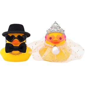 wonuu Pair Set of 2 Wedding Rubber Ducks, Bride Groom Duckies Marriage Rubber Duck Mini Couple Ducky for Ceremony Gift Souvenir Marry Blessings Elegant Heartwarming Present, White