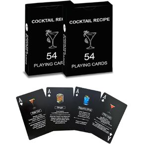 Cocktail Recipe Cards - 2 Decks, 54 Recipes Each, Adult, 21+, 4 Players, Paper, No Assembly, 2 Count, Card Game