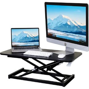 Standing Desk Converter, 32" Height Adjustable Sit to Stand Up Desk Workstation, Dual Monitor Desk Riser Desktop Tabletop Riser Laptop Black