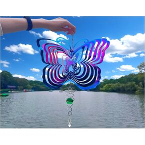 Butterfly Wind Spinners for Yard and Garden,Stainless Steel Outdoor Garden Decor,Wind Chimes for Outside,Outdoor Colorful Hanging Decor,Ornaments Kinetic Yard Art,12 inch Gifts for Woman