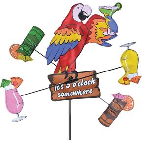 Whirligig Spinner Island Parrot 12" – Tropical Bird-Themed Design, Weather-Resistant Outdoor Decor, Durable & Lightweight for Patios, Yards, and Gardens - Eye-Catching Wind Spinner