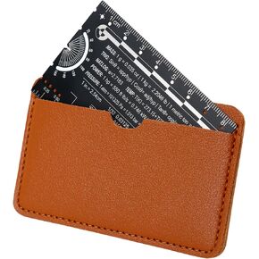 Small Metal Ruler Protractor Compass Scale,Multi-Tool 3 Inch Metric Drafting Tools Ruler for Drawing,Architect Techie Engineer Machinist for Men,with Leather Case